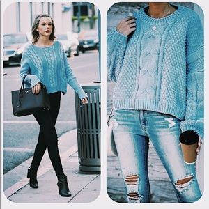 Vintage- turquoise heavy knit sweater.